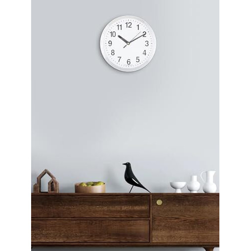 Chronikle Beautiful Round Silver Color Plastic Case White Dial Analog Wall Clock For Living Room Home Decorations Office Gifts (Size 20 X 4.5 X 20 Cm | Weight 278 Gram)