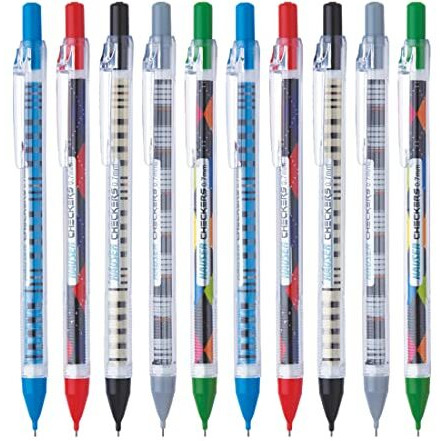 Hauser Checkers 0.7 Mm Mechanical Pencil Box Pack|German Technology,Continuous Writing Sliding Sleeve|Specially Designed Grip For Comfortable Writing|Pack Of 10,Multicolor