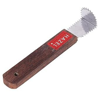 Hazel Stainless Steel Coconut Grater | Chirava Coconut Scraper Manual Wooden Handle | Handheld Coconut Peeler Scrapper | Kitchen Accessories Items