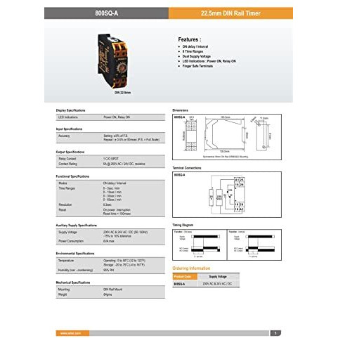 Selec 800Sq-A Din Rail On Delay Timer
