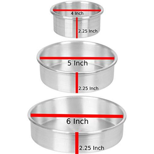 Classic 3-Piece Premium Silver Round Aluminium Cake Tin Set - 4, 5, 6 Inch Diameter X 2 Inch Height - Professional-Grade, Durable Bakeware For Perfect Cakes, Cheesecakes, Brownies, Desserts, And More