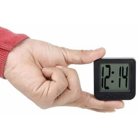 Royals Plastic Office Desk Clock (Digital Clock 1826), Black Plastic Digital Magnet Led Date And Time Clock With Flexible Back Stand