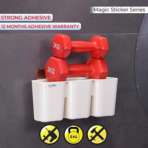 Hokipo Magic Sticker Series Self-Adhesive Wall Mounted Cutlery Holder For Kitchen (White, Plastic), Floating Shelves, Standard