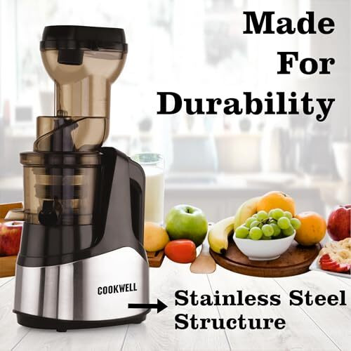 Cookwell Cold Press Slow Juicer And Ice Cream Maker, 500 Watt, Stainless Steel