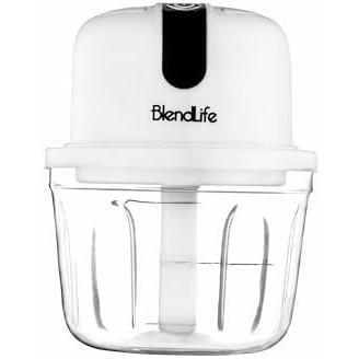 Blendlife Mini Electric Chopper,One-Touch Operation,Stainless Steel Blades,Perfect For Mincing Veggies,Garlic,Meat,Nuts,Rechargeable,Compact&Powerful (350Ml,45 Watts 1-Year Warranty - White)