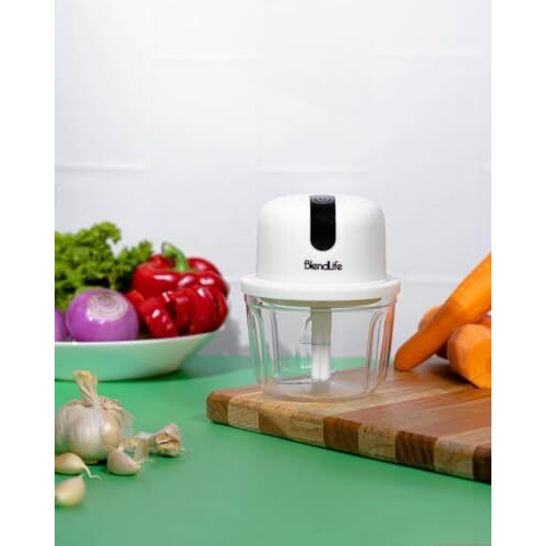Blendlife Mini Electric Chopper,One-Touch Operation,Stainless Steel Blades,Perfect For Mincing Veggies,Garlic,Meat,Nuts,Rechargeable,Compact&Powerful (350Ml,45 Watts 1-Year Warranty - White)