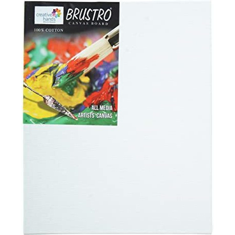 Brustro Artists 100% Cotton Canvas Board | 8 X 10 Inch, 4 Mm | Pack Of 1 | White | Medium Grain, Acrylic And Oil Painting, Strudy, Zero Percolation, Acrylic, Ideal For Students, Professionals