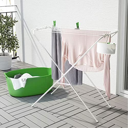 Ikea Indoor/Outdoor Space Saving Clothes Drying Rack (79X40X82 Cm)(Stainless Steel, White)
