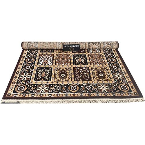 Sifa Carpet Floral Design Soft Acrylic Carpet For Living Room- 5X7 Feet Brown Color (150X200 Cm, Rectangular)