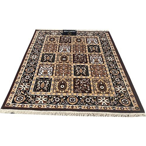 Sifa Carpet Floral Design Soft Acrylic Carpet For Living Room- 5X7 Feet Brown Color (150X200 Cm, Rectangular)