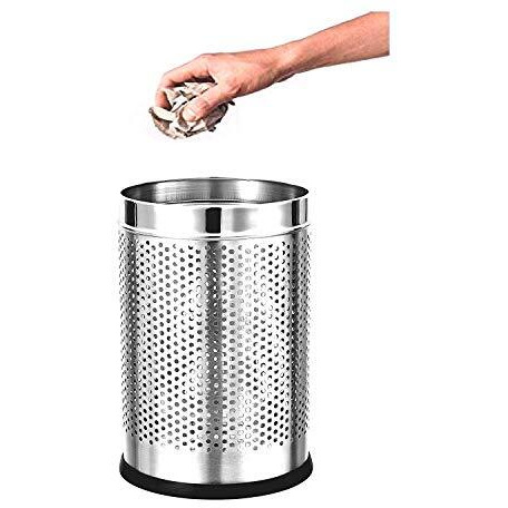 Parasnath Stainless Steel Perforated Open Dustbin - Silver, 5 L (7&quotX10" Inch)