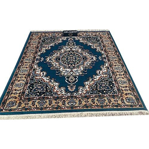 Sifa Carpet, Heavy Thikness Quality Carpet For Living Room And Drawing Room Size 8X10 Feet Blue Color, Rectangular