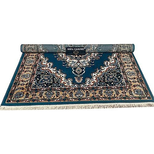 Sifa Carpet, Heavy Thikness Quality Carpet For Living Room And Drawing Room Size 8X10 Feet Blue Color, Rectangular