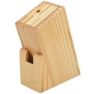 Udgamy Wooden Knife Stand For Kitchen With 6 Knife Slot, 1 Sharpener Rod & Scissor Slot- Knife Holder For Kitchen- Knife Holder Stand-Knife Stand Without Knife, Large