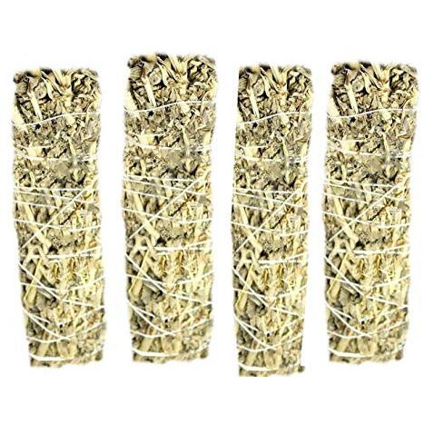 Excidea - Indian White Sage Bundle 6Inches 27 To 33 Gms - 4Pcs Spiritual Smudge Stick Removes Negativity Green