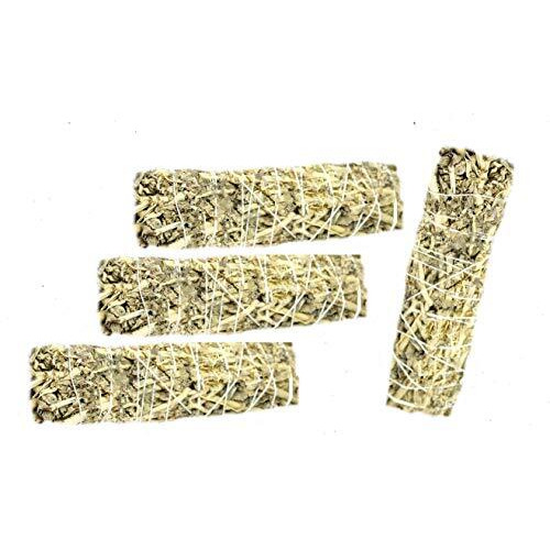 Excidea - Indian White Sage Bundle 6Inches 27 To 33 Gms - 4Pcs Spiritual Smudge Stick Removes Negativity Green