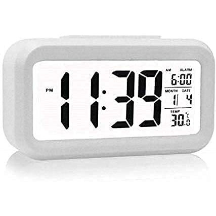 Cbk Digital Alarm Clock Table Office Clock With Date Time Temperature Night Light Sensor (Multi Color) 13.8W X 5H Centimeters,Plastic
