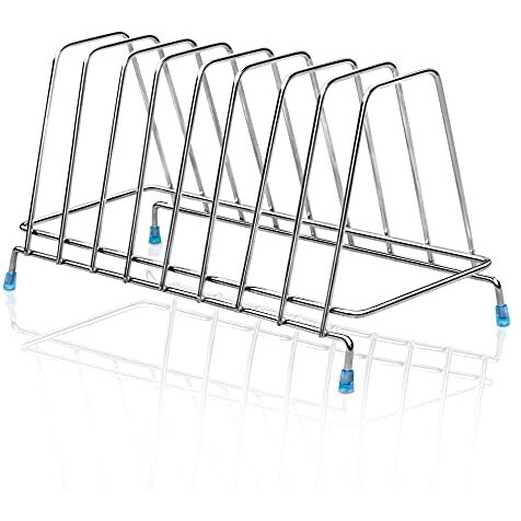 Plantex Stainless Steel Thali Stand/Plate Fixer/Dish Stand/Plate Holder/Plate Stand/Lid Organizer For Kitchen Wardrobe(6 Plates - Chrome)