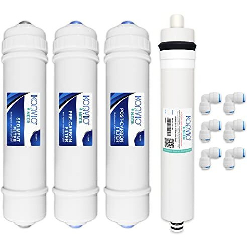 Konvio Neer Pre Post Carbon Sediment Filter And 80 Gpd Ro Membrane, Inline Replacement Cartridge For Domestic Water Purifier