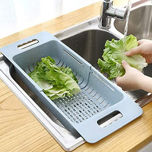 Inditradition Over The Sink Expandable Colander For Fruits, Vegetables, Dish, Utensils | 24-34 Cm, Assorted Colour (Plastic)