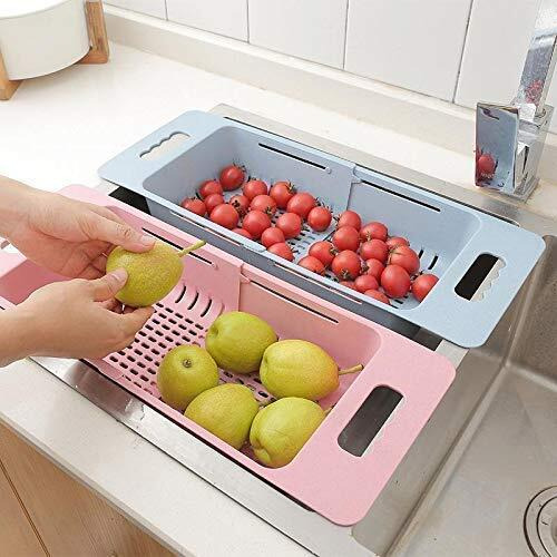Inditradition Over The Sink Expandable Colander For Fruits, Vegetables, Dish, Utensils | 24-34 Cm, Assorted Colour (Plastic)