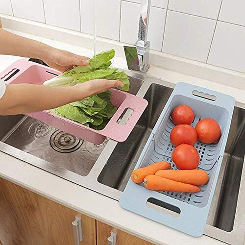 Inditradition Over The Sink Expandable Colander For Fruits, Vegetables, Dish, Utensils | 24-34 Cm, Assorted Colour (Plastic)