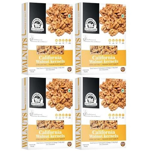 Wonderland Foods (Device) 800 Gram (200G X 4) Dry Fruits California Walnut Kernels (Akhrot Giri) | Box Combo Pack