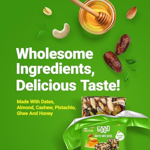 Nutraj Nutty Date Bites 360G (180G X 2 Boxes) | 12 Bites In Each Box I Dates Barfi Made With Dates, Pistachio, Cashew, Almond, Honey & Desi Ghee I Dry Fruits Nuts |No Added Sugar | Cholesterol Free