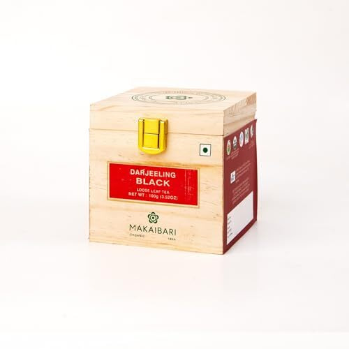 Makaibari Darjeeling Black Tea | Premium Loose-Leaf | 100Gm Chestlets Box | Usda Certified |Premium Loose-Leaf | 100% Organic & Natural | Premium Black Tea With Rich Taste & Aroma | Single Estate Whole Leaf Chai