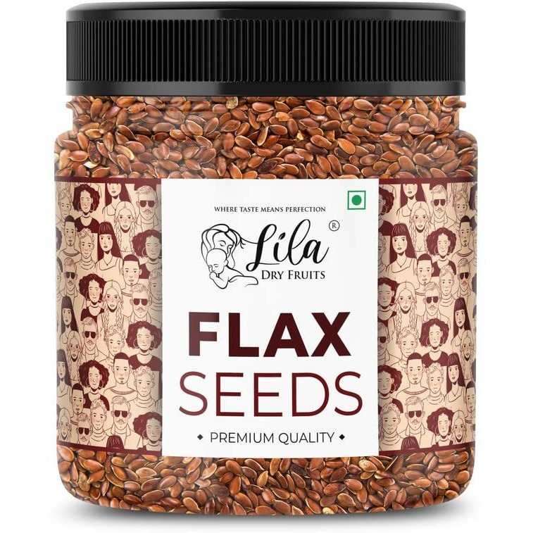 Lila Dry Fruits Flax Seeds 1000Gms Jar Pack (500G X 2) | Fibre Rich Raw Unroasted Flax Seeds For Hair Growth | Diet Food For Weight Management | Flax Seeds For Eating | Alsi Seeds | Avise Ginjalu