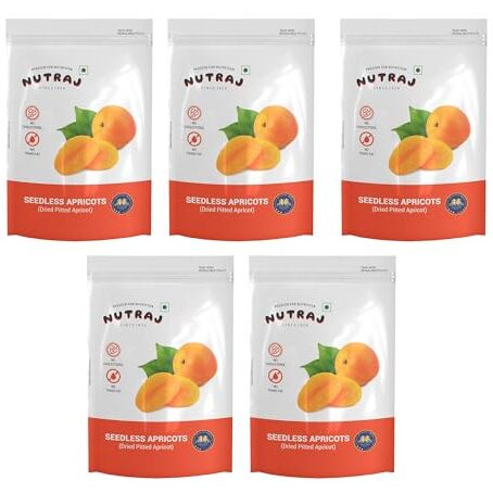 Nutraj Dried Turkish Pitted Apricots 1Kg (200G X 5) | Seedless Apricots | Dry Fruits | Khumani