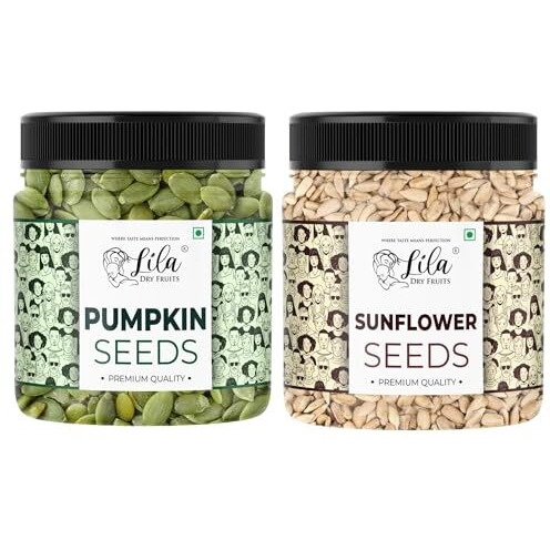 Lila Dry Fruits Pumpkin Sunflower Seeds Combo 1Kg (500G Each) | Pumpkin Seeds & Watermelon Seeds For Snacking, Baking, Smoothies, And Salads | Ready-To-Eat Superfoods | Superseeds Perfect For Gifting