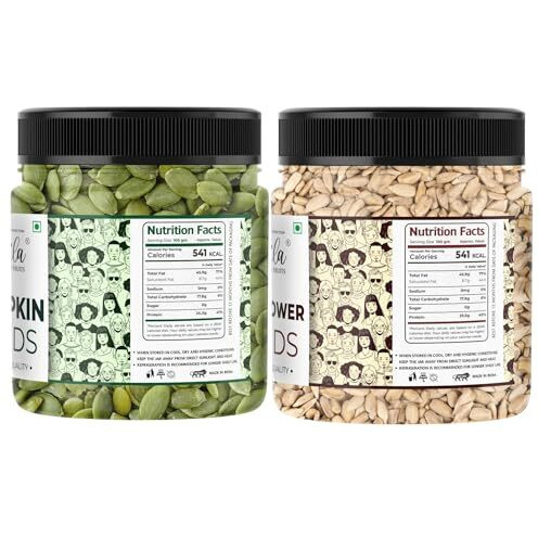 Lila Dry Fruits Pumpkin Sunflower Seeds Combo 1Kg (500G Each) | Pumpkin Seeds & Watermelon Seeds For Snacking, Baking, Smoothies, And Salads | Ready-To-Eat Superfoods | Superseeds Perfect For Gifting