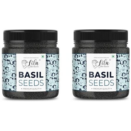 Lila Dry Fruits Premium Basil Seeds 1 Kg Jar Pack (500 X 2) | Raw Organic & Natural Sabja Seed | Tukmaria Beej For Diet, Rich In Proteins And Minerals | Sabza Bij Perfect For Giftings