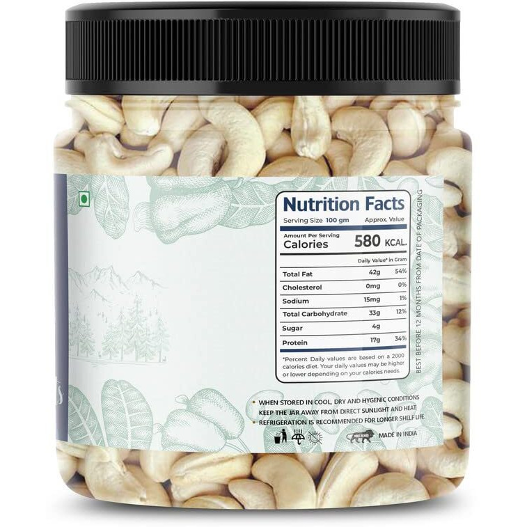 Lila Dry Fruits Cashews 500 Grams | Natural And Unsalted Whole Cashew | Premium Kaju Ideal For Dieting, Snacking, Cooking, And Baking | Protein Rich Kajau Dry Fruits Perfect For Gifting