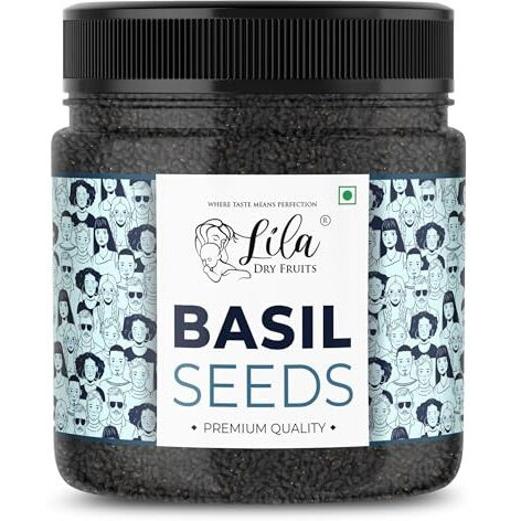 Lila Dry Fruits Premium Basil Seeds 500 Gms Jar Pack | Raw Organic & Natural Sabja Seed | Tukmaria Beej For Diet, Rich In Proteins And Minerals | Sabza Bij Low Calorie Snack With Health Benefits