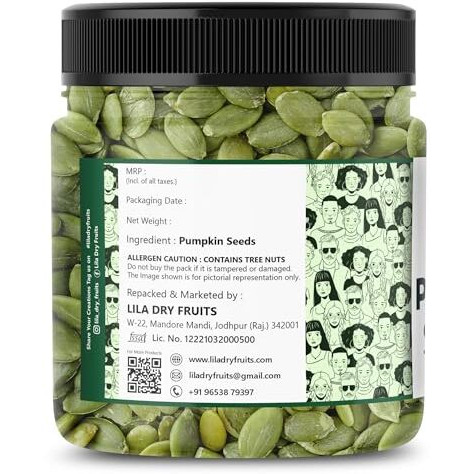 Lila Dry Fruits Pumpkin Seeds 1000 Gms | 100% Natural, No Added Preservatives, Vegan & Gluten-Free, Healthy Seeds | Superfood For Snacking, Salads, And Baking | Perfect For Gifting