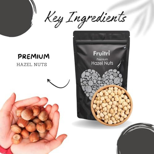 Fruitri Premium Crunchy Turkish Hazelnut Nuts - 100G, Raw Hazel Nuts For Snacking & Baking, Jumbo Size, Healthy Nuts Packed With Nutrients, Raw & Dehulled For Making Chocolate Spread, Dry Fruits