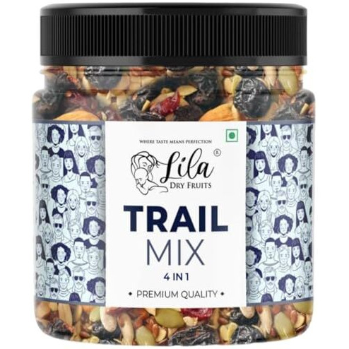 Lila Dry Fruits Premium Trail Mix 250 Gms - Cashew, Raisins, Almonds, Apricots, Goji Berry, Pumpkin Seeds, Sunflower Seeds, Cranberry, Blueberry, Plum | Dry Fruits Mix Perfect For Gifting