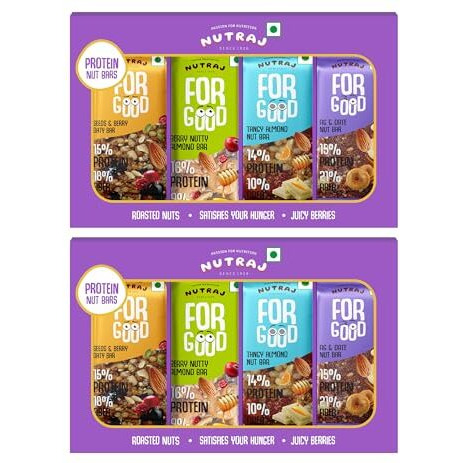 Nutraj Protein Nut Bar 200G (100G X 2 Boxes) | 4 Bars In Each Box| High Protein Oats | 0 Added Sugar, No Cholesterol