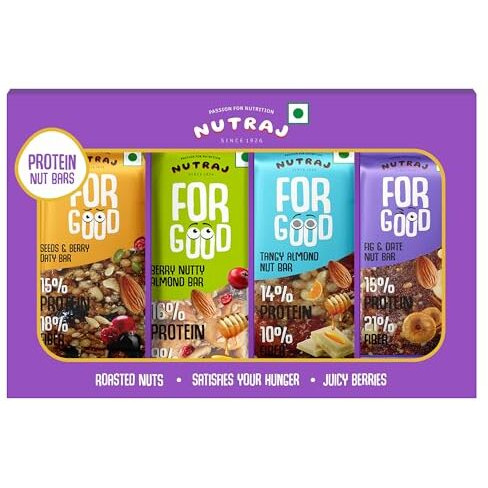 Nutraj Protein Nut Bar 200G (100G X 2 Boxes) | 4 Bars In Each Box| High Protein Oats | 0 Added Sugar, No Cholesterol