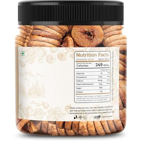 Lila Dry Fruits Natural Dried Anjeer 250 Gms | Dry Fig For Healthy Snacking, Dieting & Breakfast | Rich Source Of Fibre Calcium And Iron | High In Minerals | Anjir Dry Fruits Perfect For Giftings