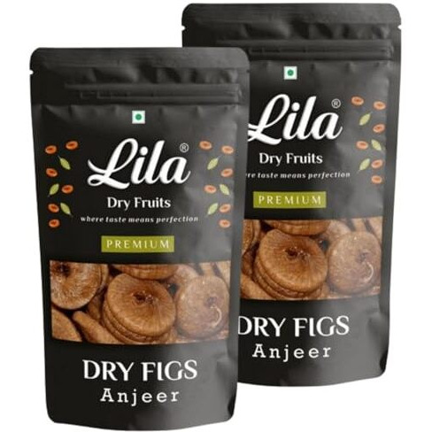 Lila Dry Fruits Natural Dried Anjeer 200X2 Gms Pouch Pack | Dry Fig For Healthy Snacking, Dieting & Breakfast | Rich Source Of Fibre Calcium And Iron | High In Mineral | Ideal For Giftings (400 Grams)