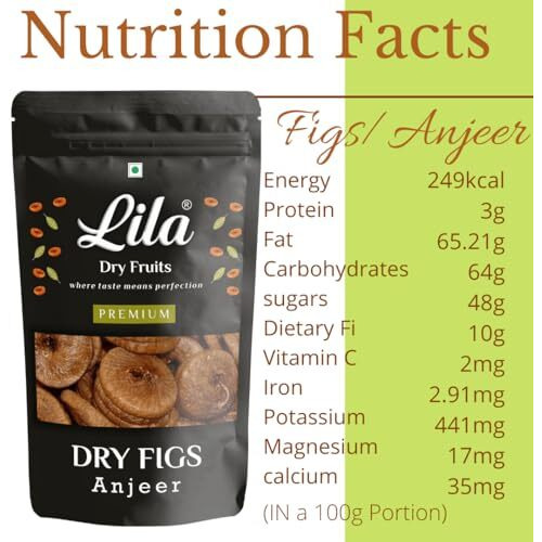 Lila Dry Fruits Natural Dried Anjeer 200X2 Gms Pouch Pack | Dry Fig For Healthy Snacking, Dieting & Breakfast | Rich Source Of Fibre Calcium And Iron | High In Mineral | Ideal For Giftings (400 Grams)