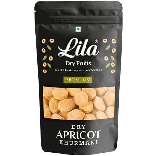 Lila Dry Fruits Apricots 500 Gms  100% Natural Dried Afghani Apricot | Naturally Sweet Khubani, Soft & Chewy | Dry Fruit Khurbani Ideal For Snacking, Baking, Cooking & Toppings | Perfect For Giftings