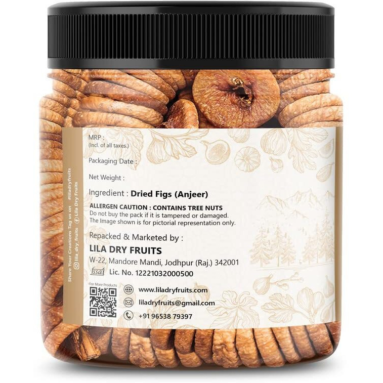 Lila Dry Fruits Anjeer 250X2 Gms|Premium Dried Afghani Anjeer Dry Fruit|Dried Figs|Rich Source Of Fibre Calcium & Iron|Low In Calories And Fat Free|Ideal For Gifting, Snacking|Perfect For Dieting