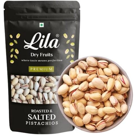 Lila Dry Fruits Salted Pistachios 200 Grams | Premium Roasted Namkeen Pista | Tasty & Healthy | Ideal For Snacking, Munching | High In Protein & Dietary Fiber | Pista In Shell Perfect For Gifting