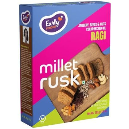 Early Foods - Ragi Rusk | Millet Rusk Sugar Free | No Maida Rusk | Rusks For Kids | Millet Toast Rusk Biscuit 210G