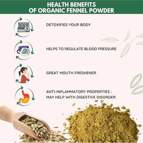 Pure Tree Certified Organic Saunf Powder | Glass Jar | Fennel Seed Powder Organic | Variyali Powder | Sompu Powder | Saunf Powder Gluten Free & Flavourful, 60 Gram