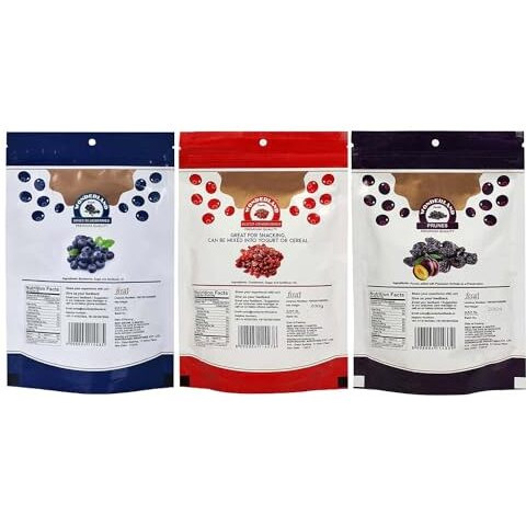Wonderland Foods 550G Dried Berries Combo Pack Of Blueberry 150G + Sliced Cranberry 200G + Prunes 200G Pouch